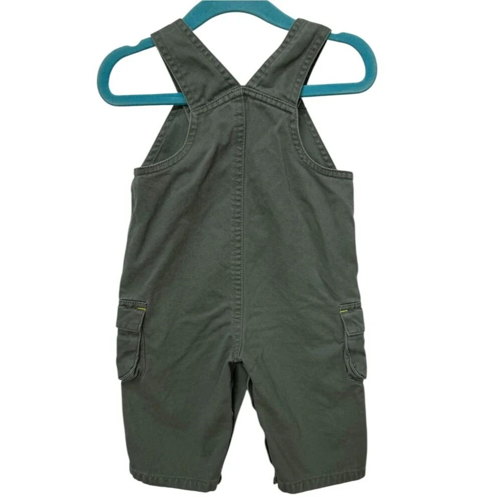 Carter’s Baby Boys Kids Green Dog Embroidered Cotton Overalls. 6 Months.